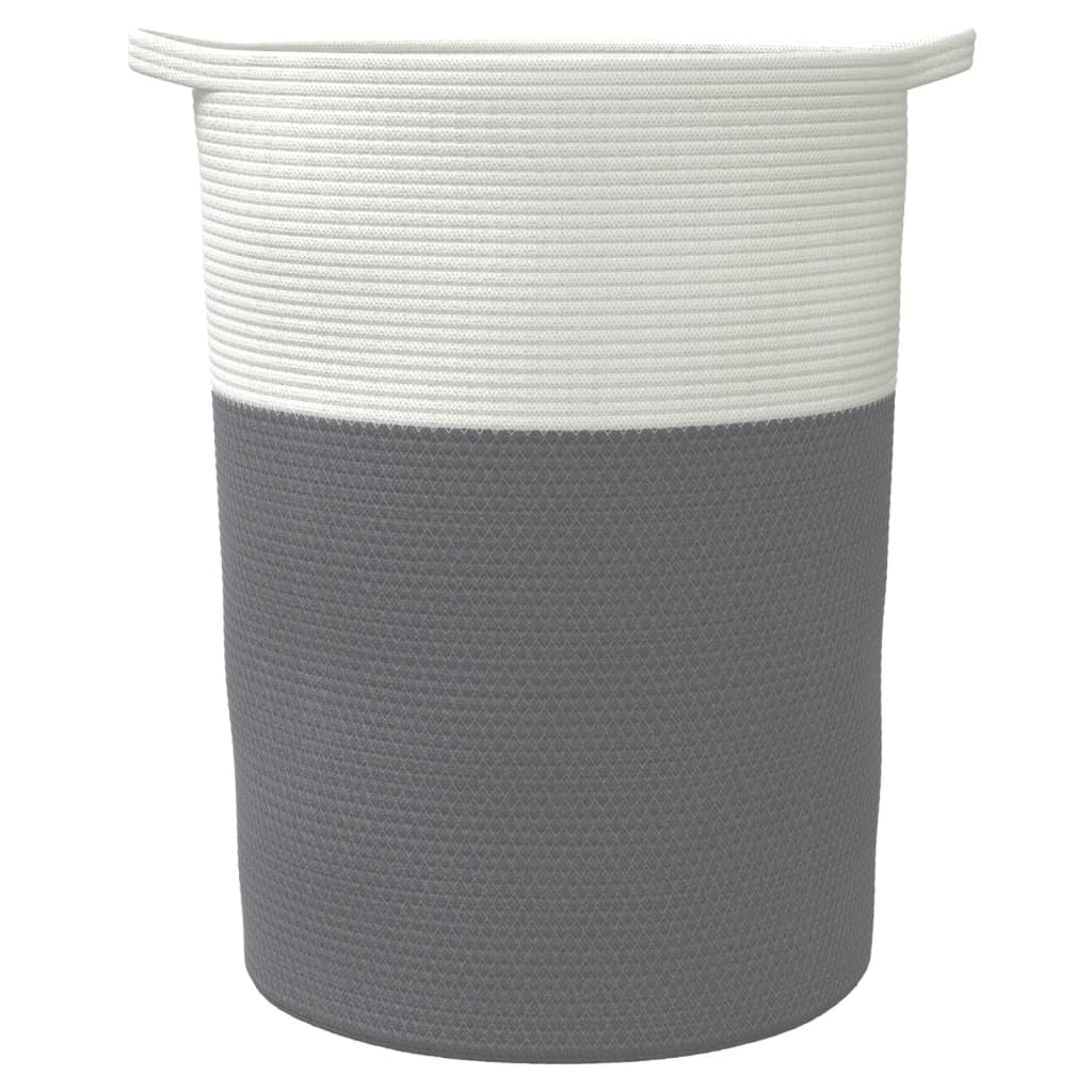 Cesto de arrumação ø49x65 cm algodão cinzento e branco