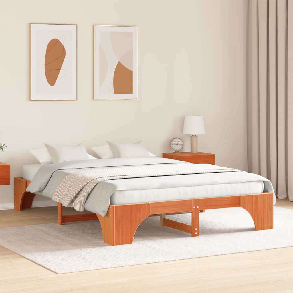 Estrutura da cama marrom cera 150 x 200 cm