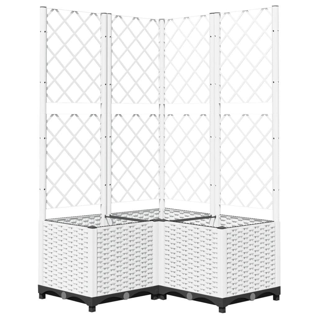 Vaso/floreira de jardim c/ treliça 80x80x136 cm PP branco