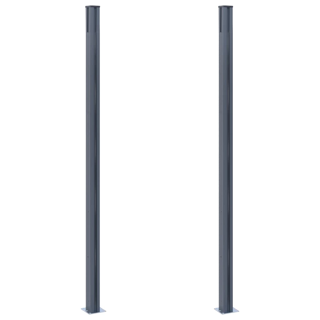 Postes de cerca 2 pcs alumínio 185 cm cinzento-escuro