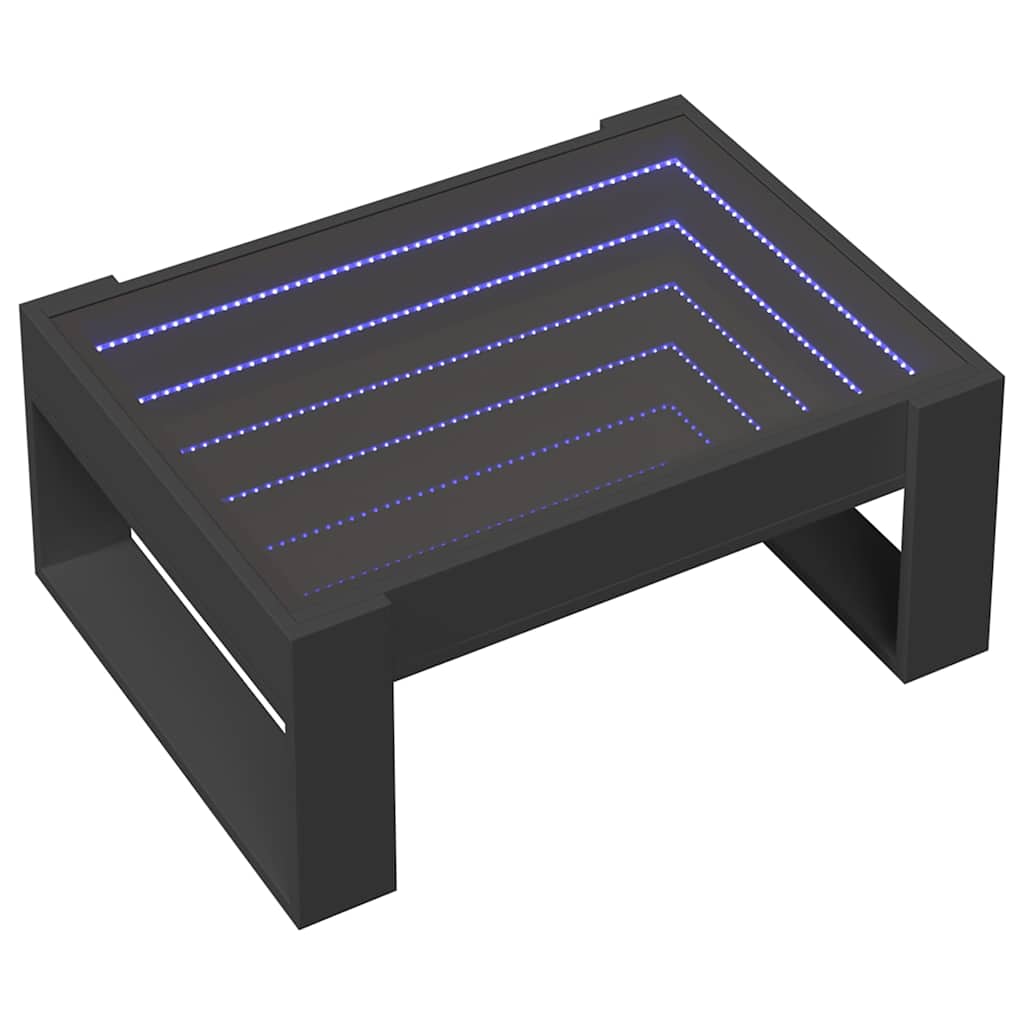Mesa de centro luzes LED infinity 70x53x30 cm preto