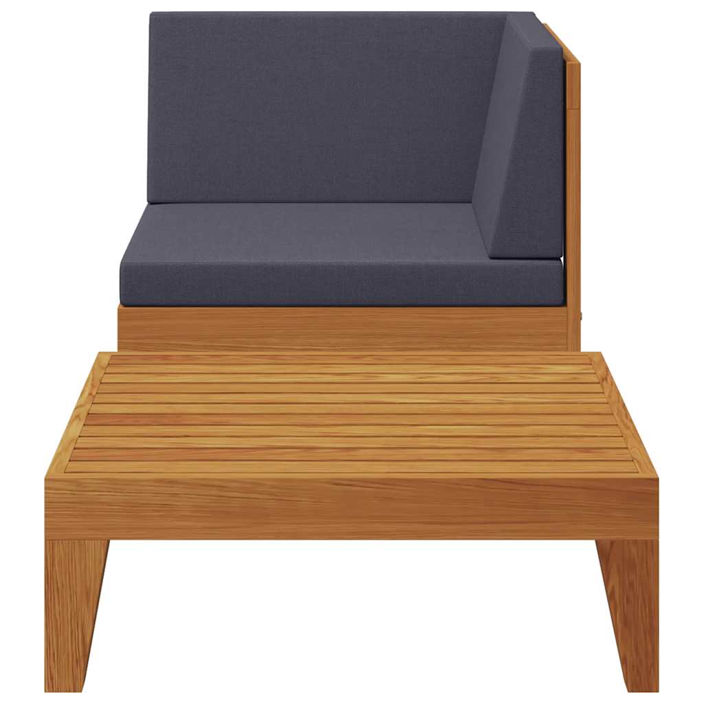 2 Pcs conjunto lounge de jardim c/ almofadões acácia maciça