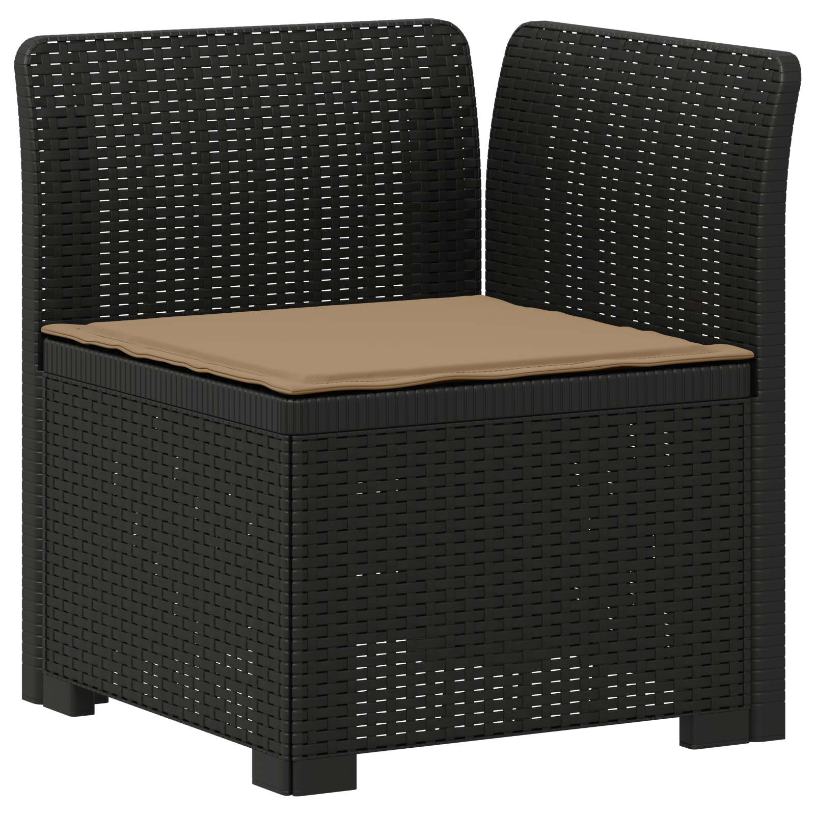 Sofá de jardim 1 lugar com almofada look rattan PP antracite