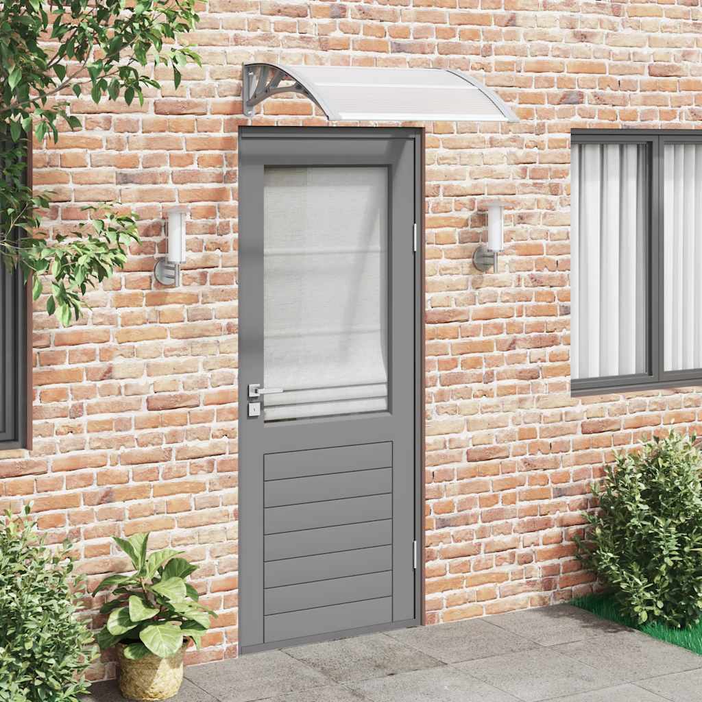 Cobertura de porta cinza e transparente 80x75 cm policarbonato