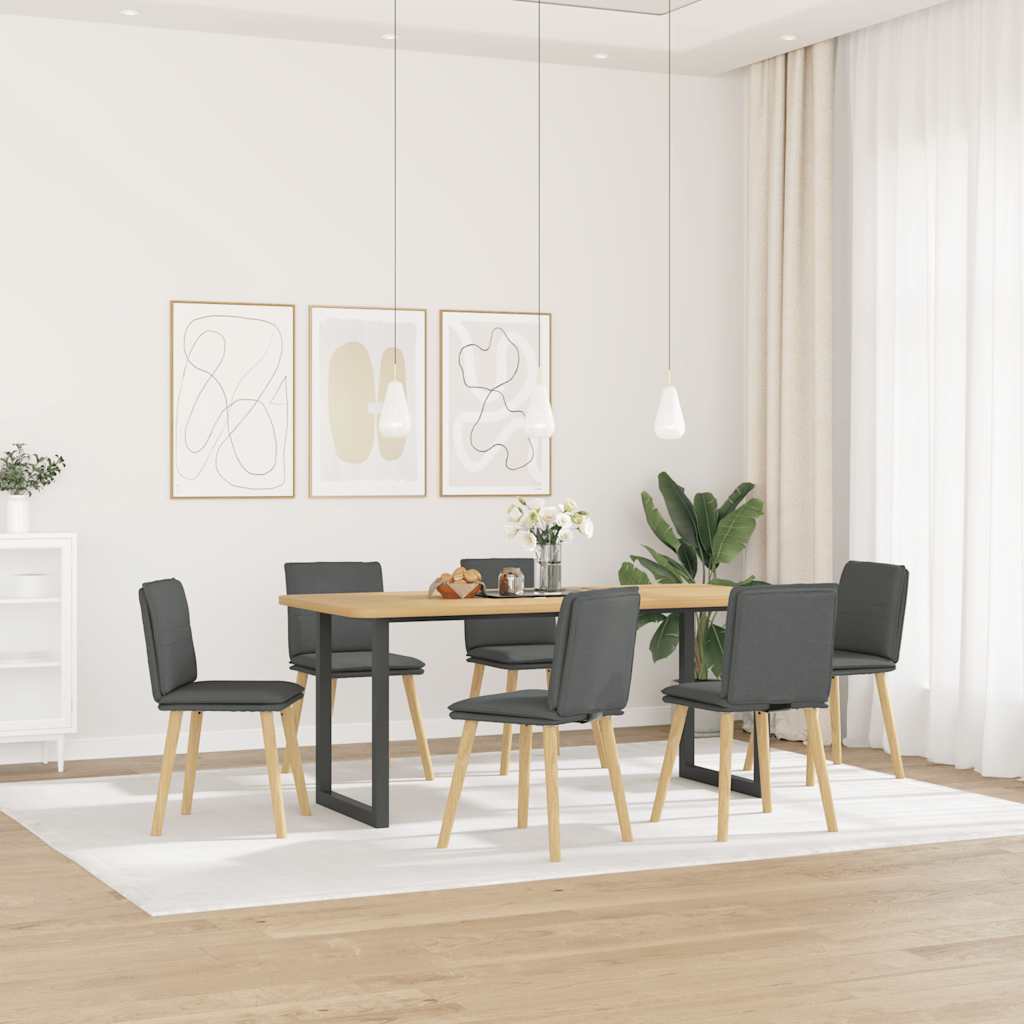Cadeiras de jantar 6 pcs tecido cinzento-escuro