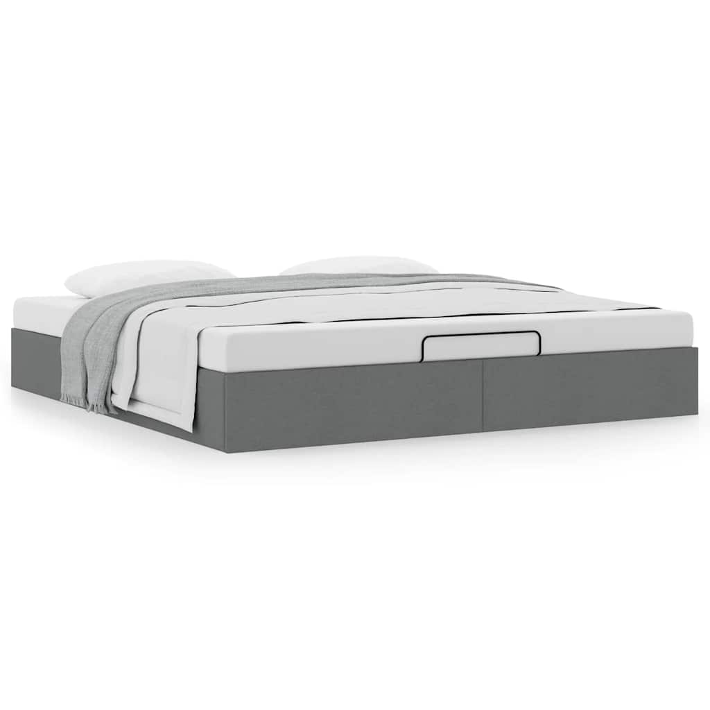 Estrutura de cama otomana sem colchão 200x200cm cinzento-escuro