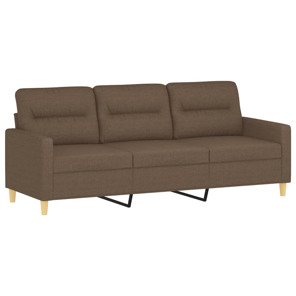 3 Pcs conjunto de sofás com almofadas tecido castanho