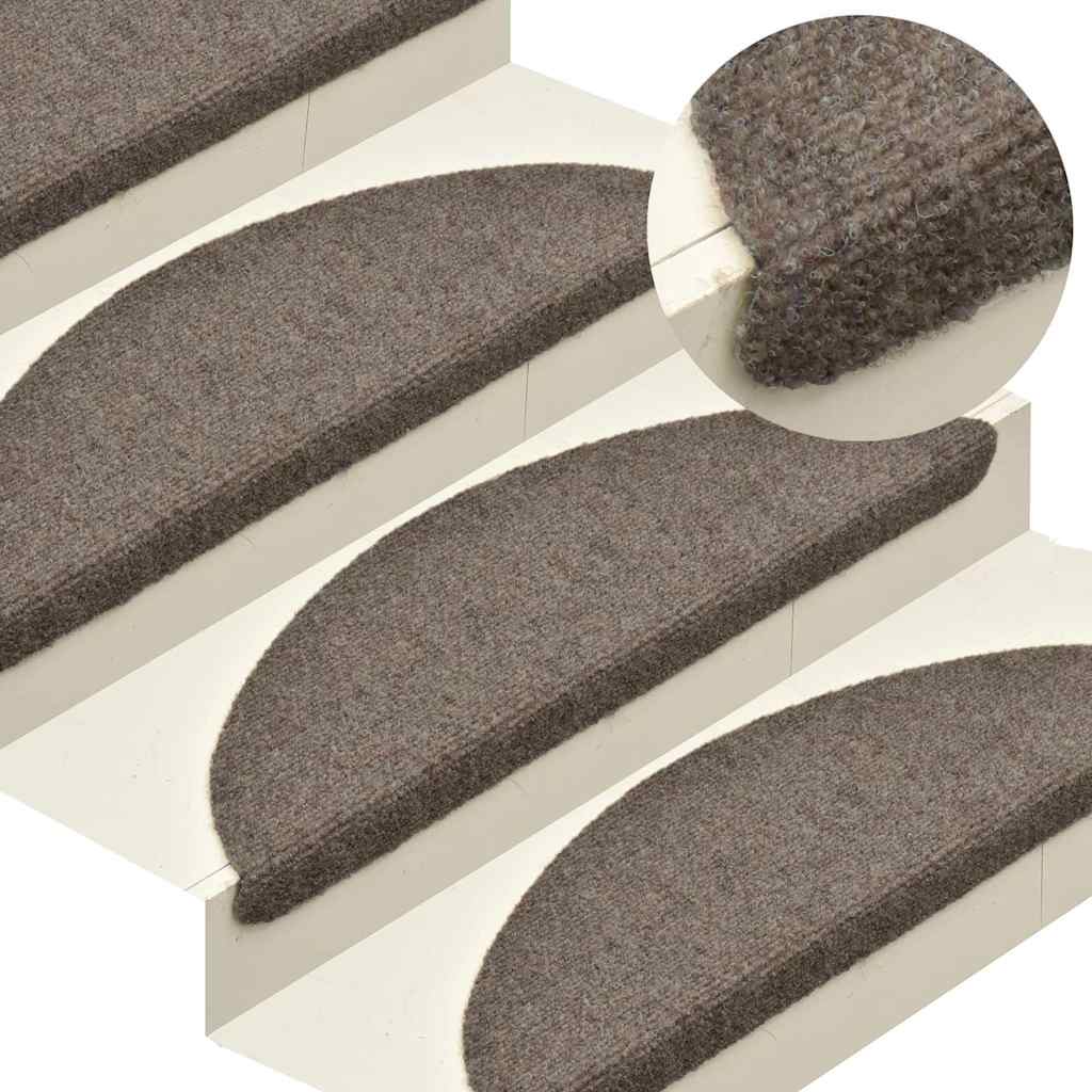 Tapetes de escada autoadesivos 5 peças 65x21x4 cm bege semicircular grande