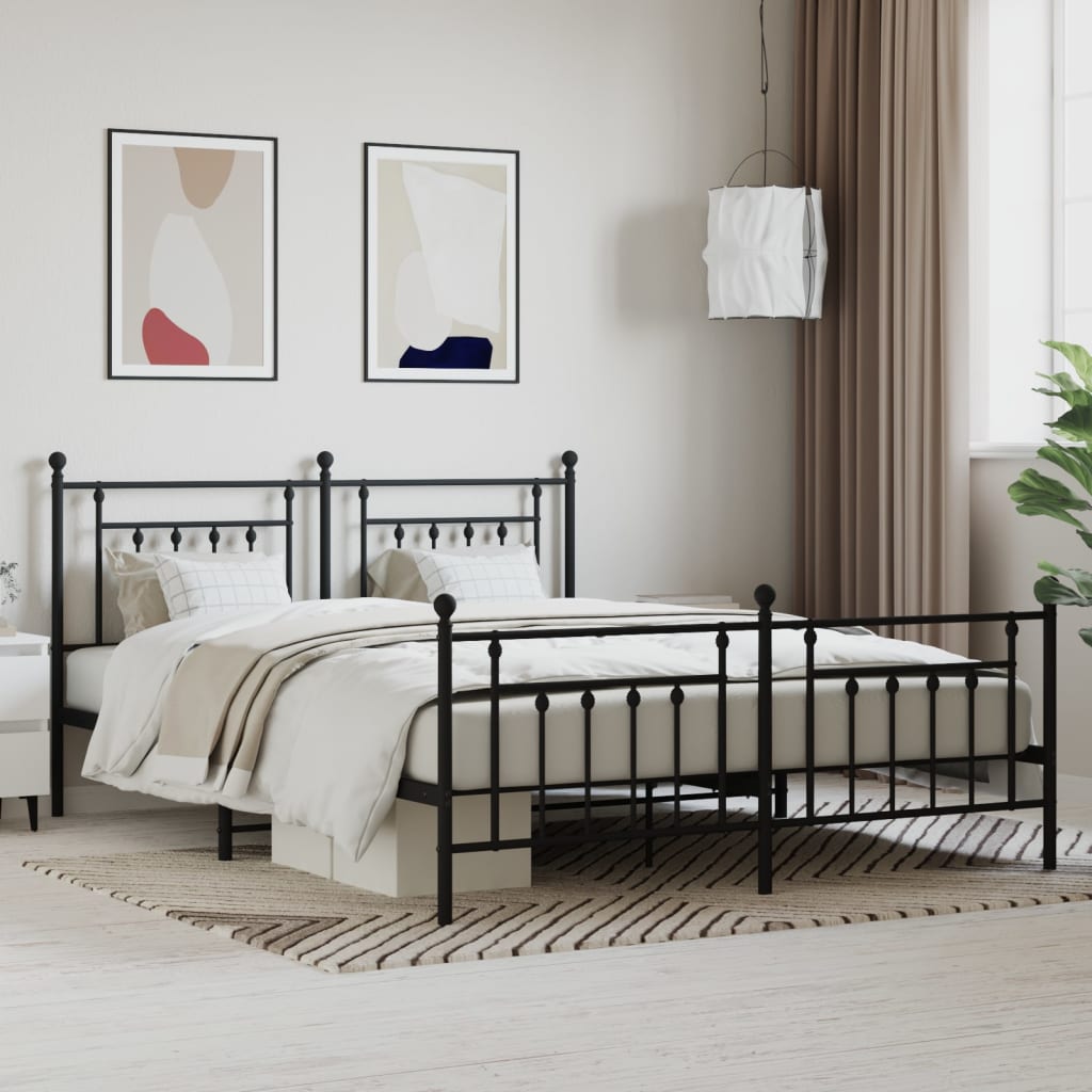 Estrutura de cama sem colchão com pés 180x200 cm preto