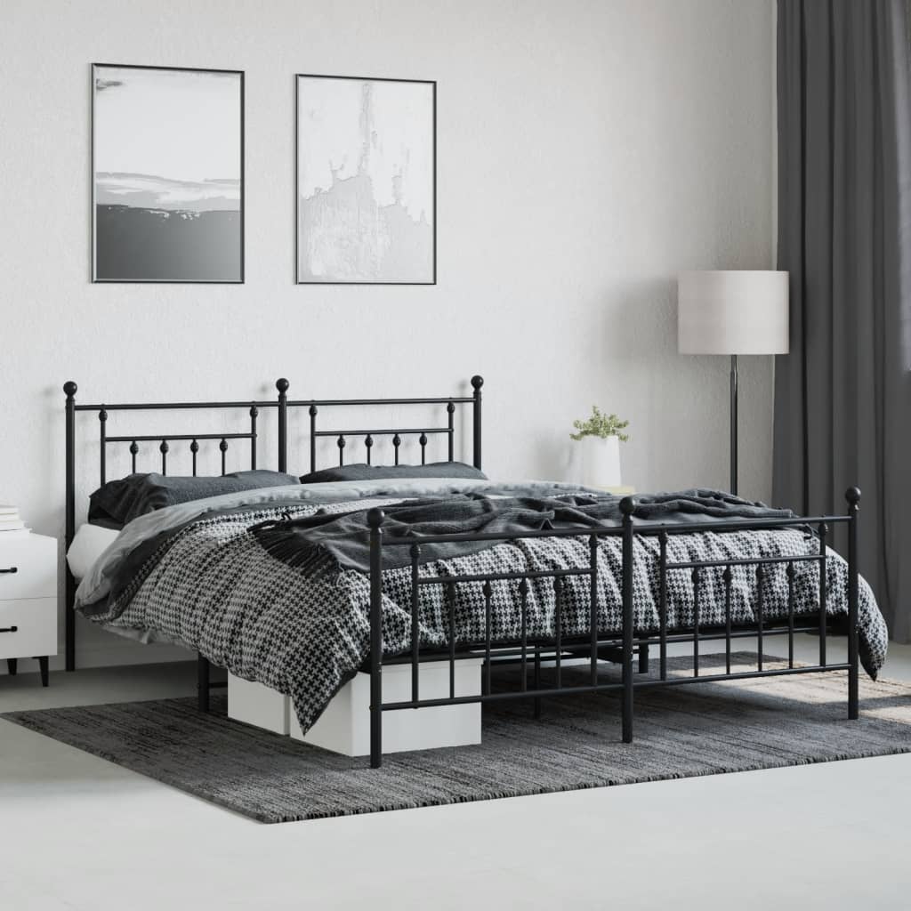 Estrutura de cama sem colchão com pés 180x200 cm preto