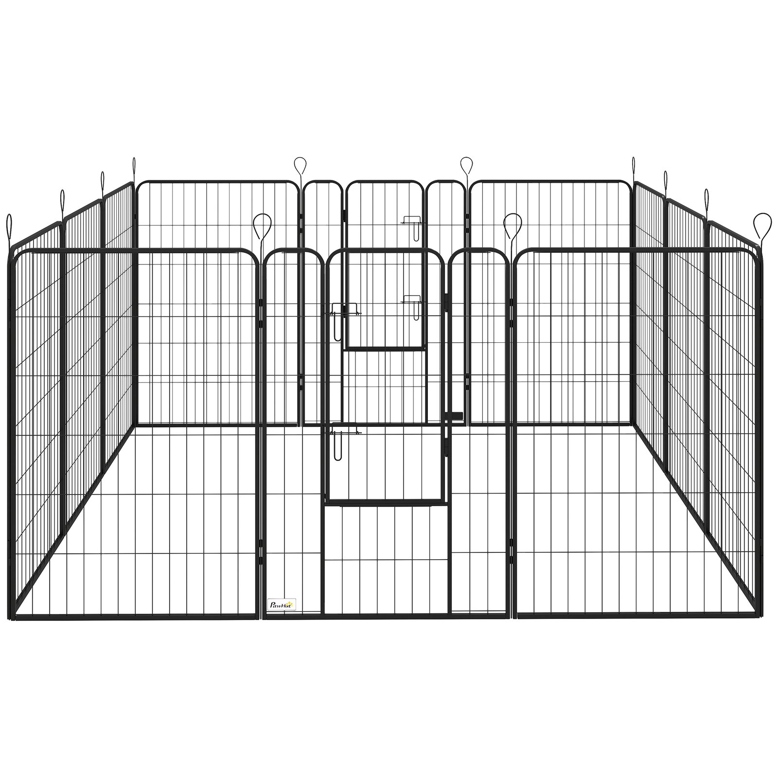 Parque para cães com 12 painéis recinto para animais de estimação modular com 2 portas 80x120 cm preto