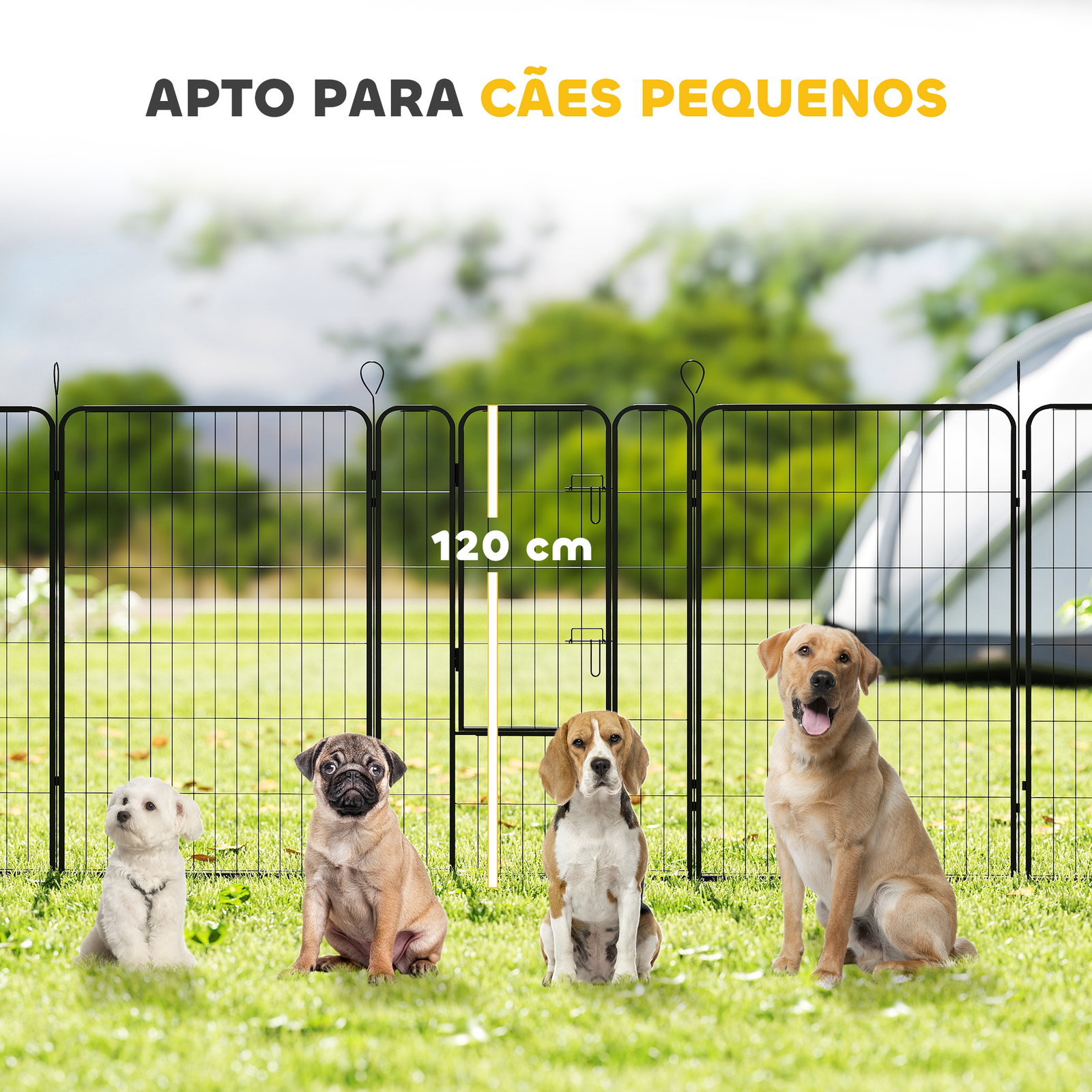 Parque para cães com 12 painéis recinto para animais de estimação modular com 2 portas 80x120 cm preto