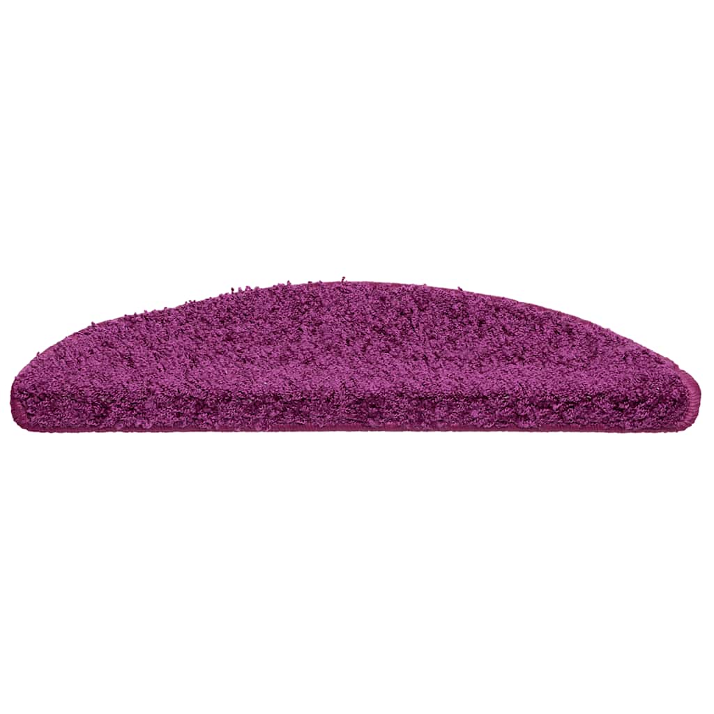 Tapetes de escada 15 peças 56x17x3 cm violeta semicircular