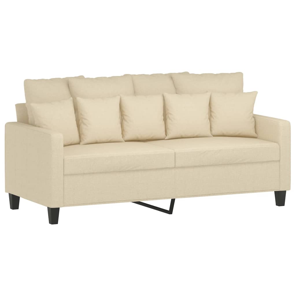 3 Pcs conjunto de sofás com almofadões tecido cor creme