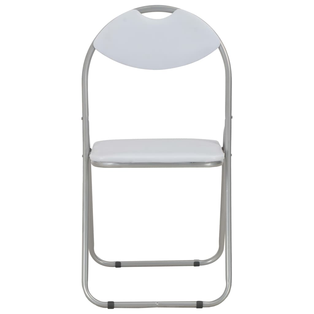 Cadeiras de jantar dobráveis 4 pcs couro artificial branco