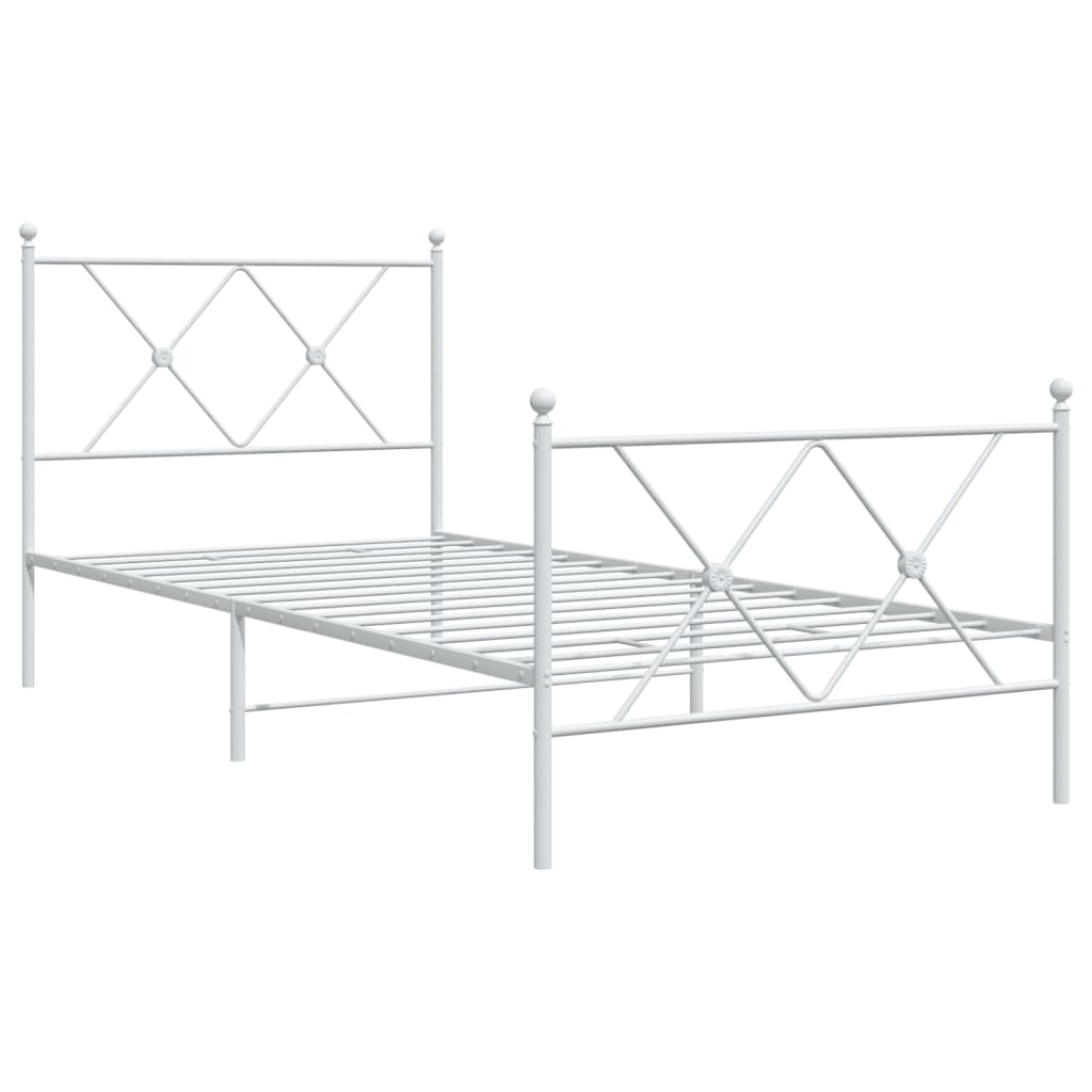 Estrutura de cama com cabeceira e pés 90x190 cm metal branco