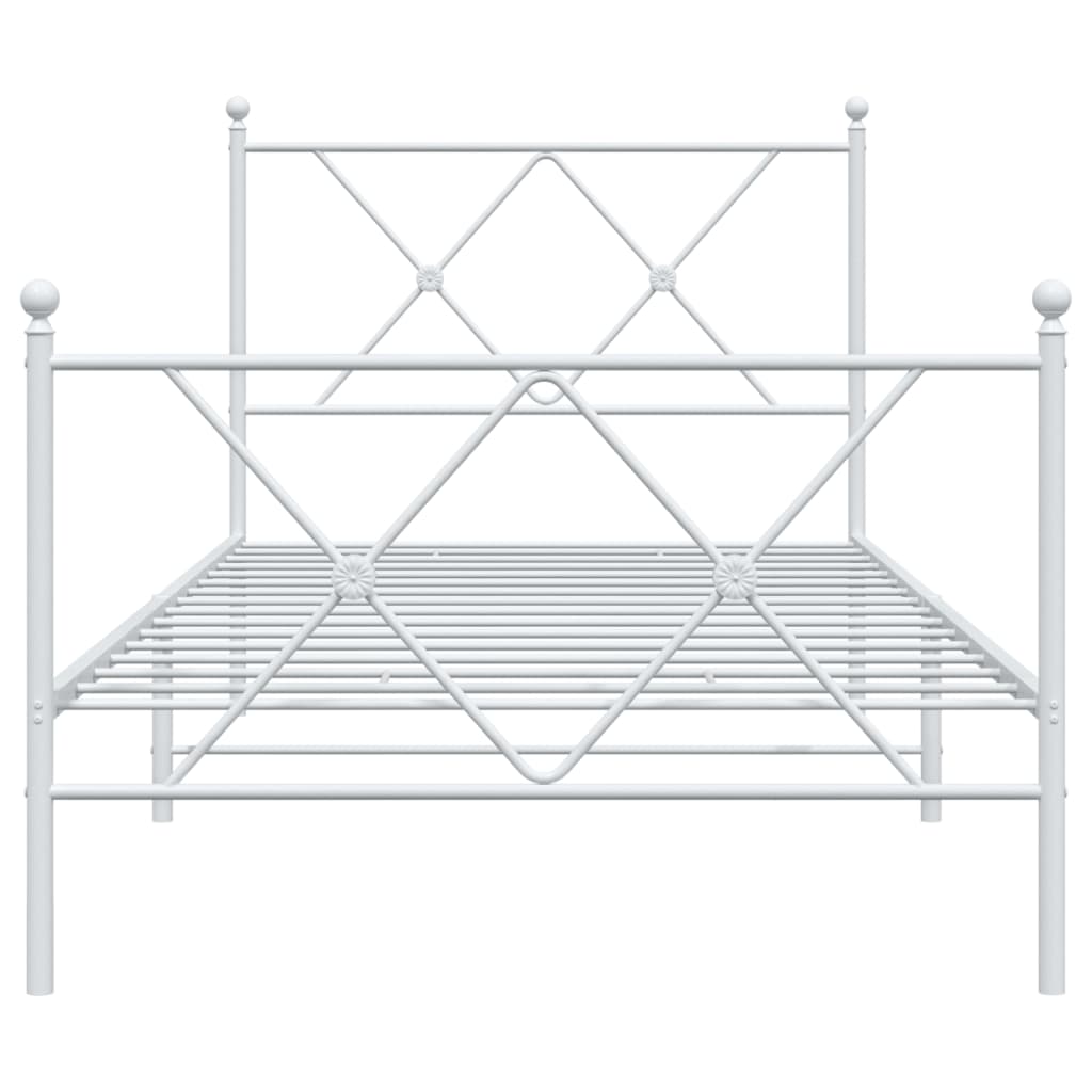 Estrutura de cama com cabeceira e pés 90x190 cm metal branco
