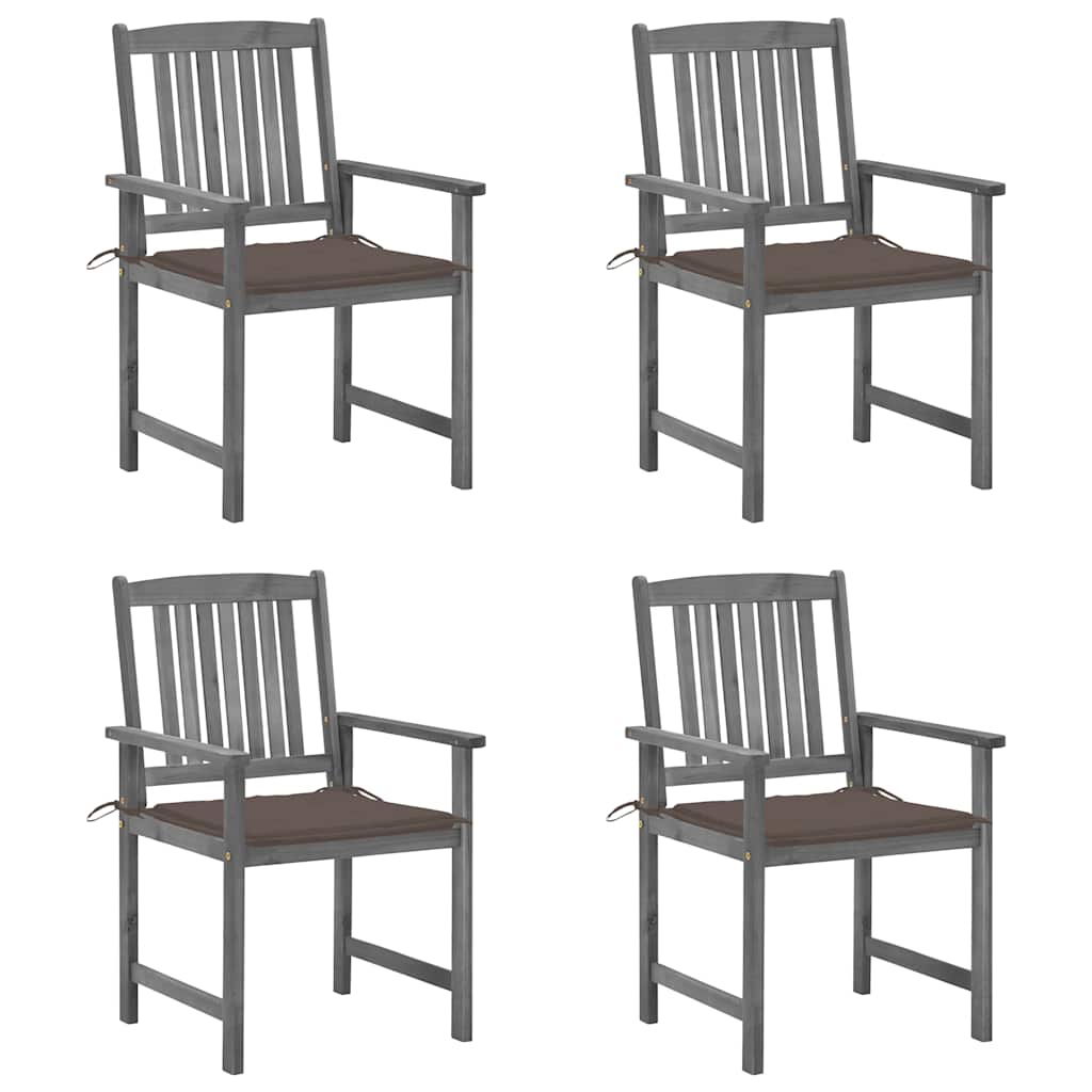 Cadeiras de jardim com almofadões 4 pcs acácia maciça cinza
