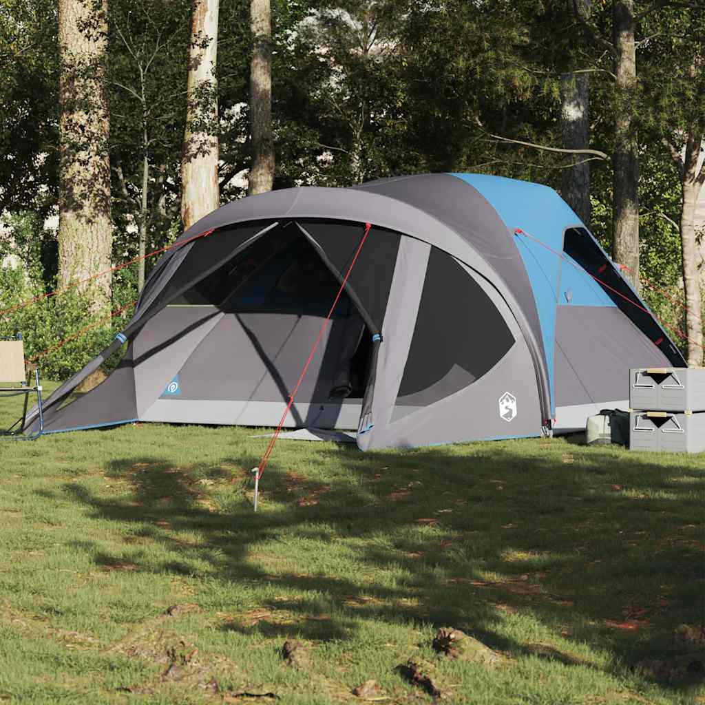 Tenda familiar túnel para 6 pessoas impermeável azul
