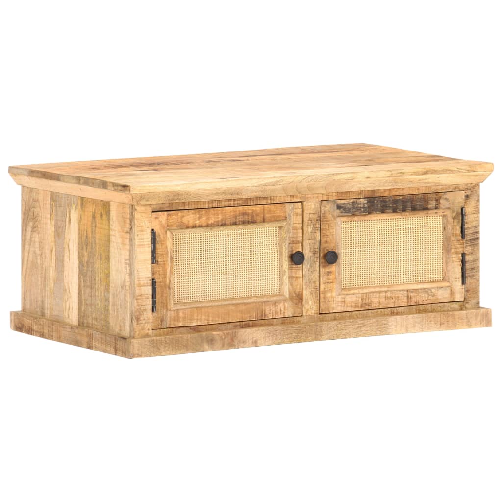 Mesa de centro 90x50x35 cm mangueira maciça e palhinha natural