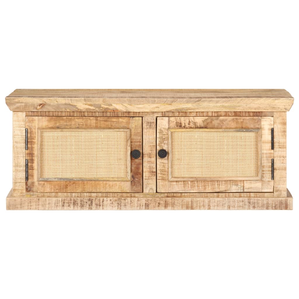 Mesa de centro 90x50x35 cm mangueira maciça e palhinha natural