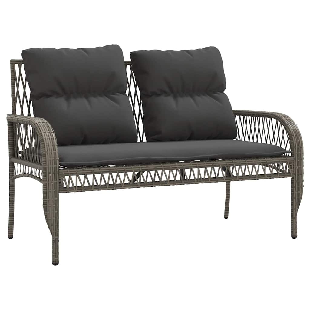 4 Pcs conjunto sofás de jardim c/ almofadões vime PE cinzento