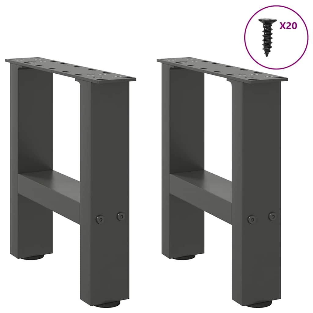 Pés para mesa de centro antracite 2 peças 40x(30-31) cm aço