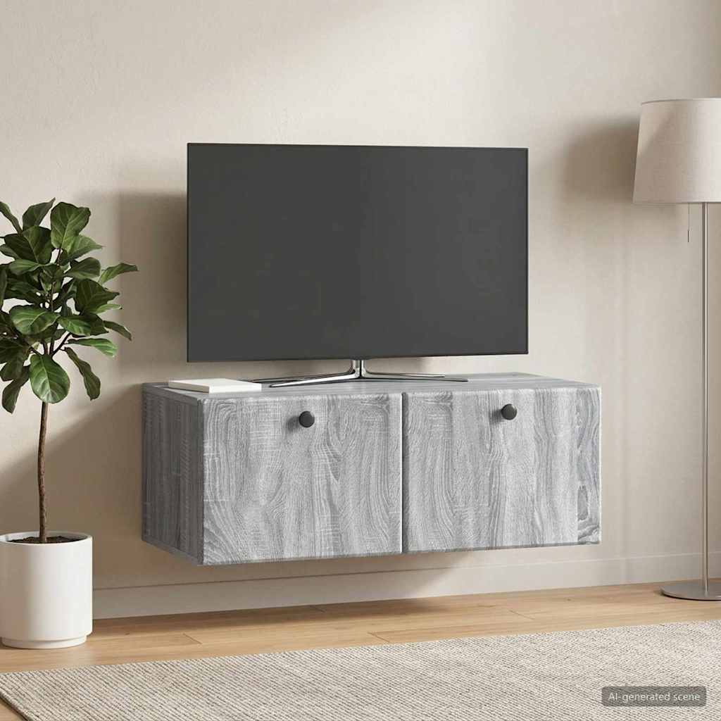 Gabinete de TV de parede 78,5 x 41 x 30 cm sonoma cinzento