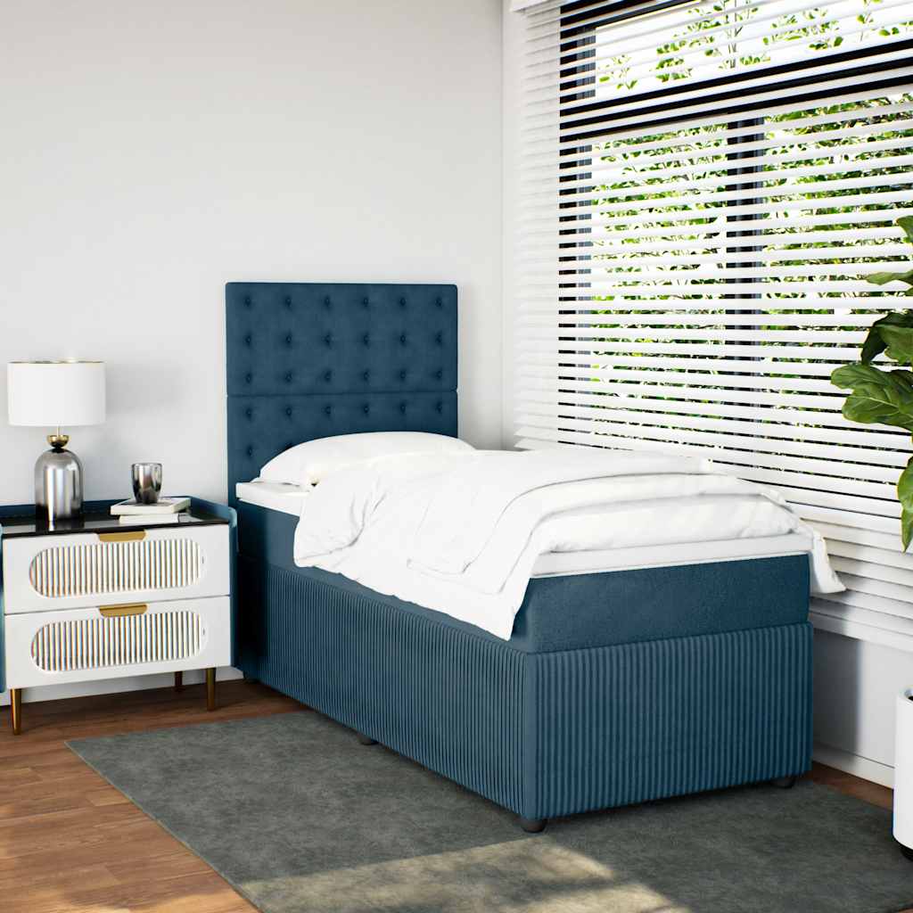 Cama boxspring com colchão 80x200 cm veludo azul