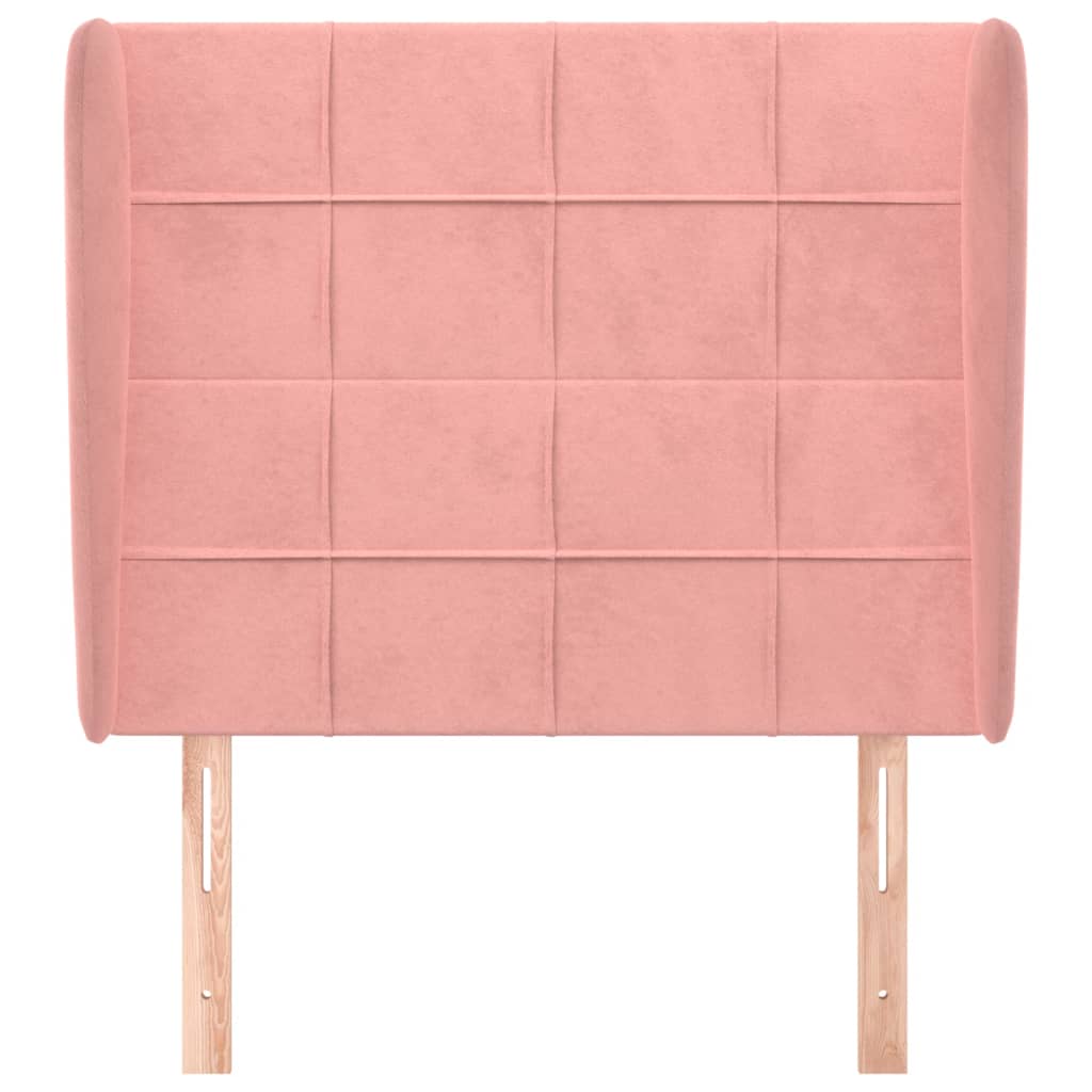 Cabeceira de cama c/ abas veludo 83x23x118/128 cm rosa