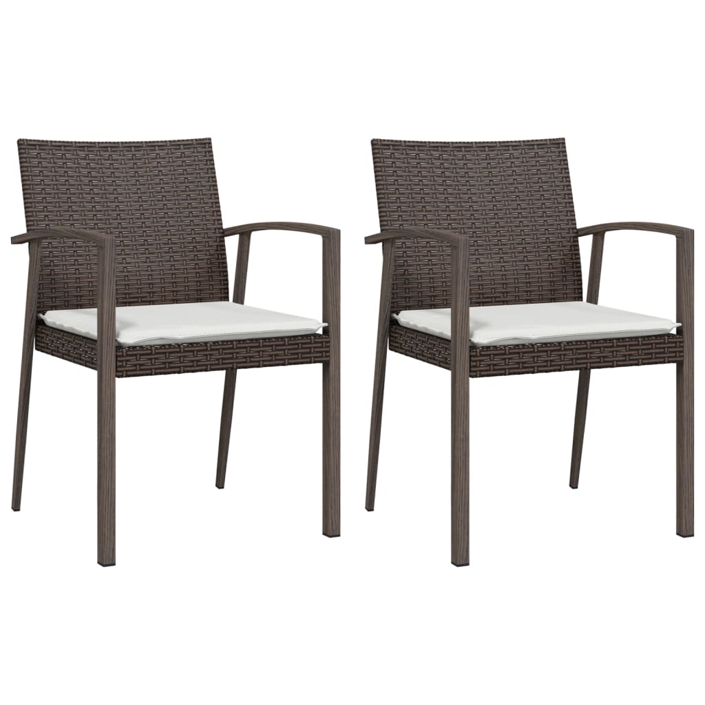 3 Pcs conjunto de jantar p/ jardim c/ almofadões vime PE e aço