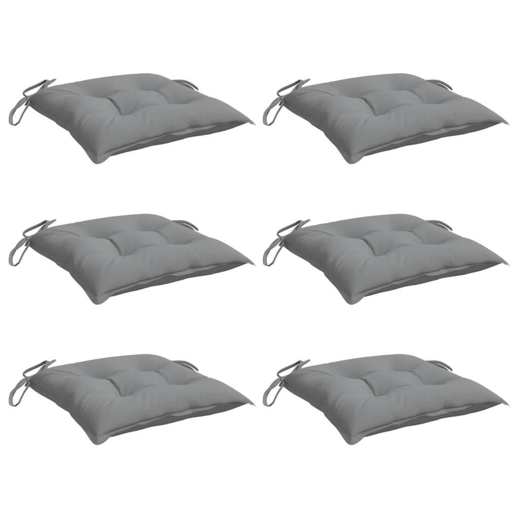 Almofadões de cadeira 6 pcs 40x40x7 cm tecido oxford cinza