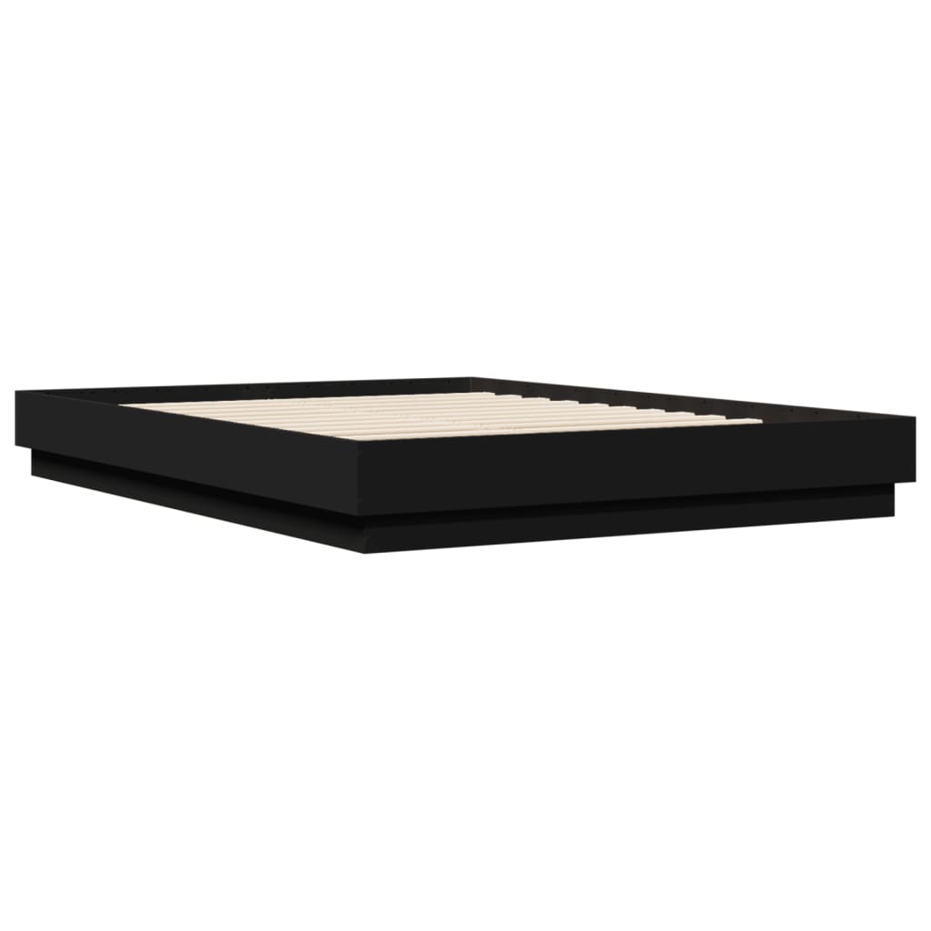 Estrutura de cama com LED sem colchão 150x200 cm preto