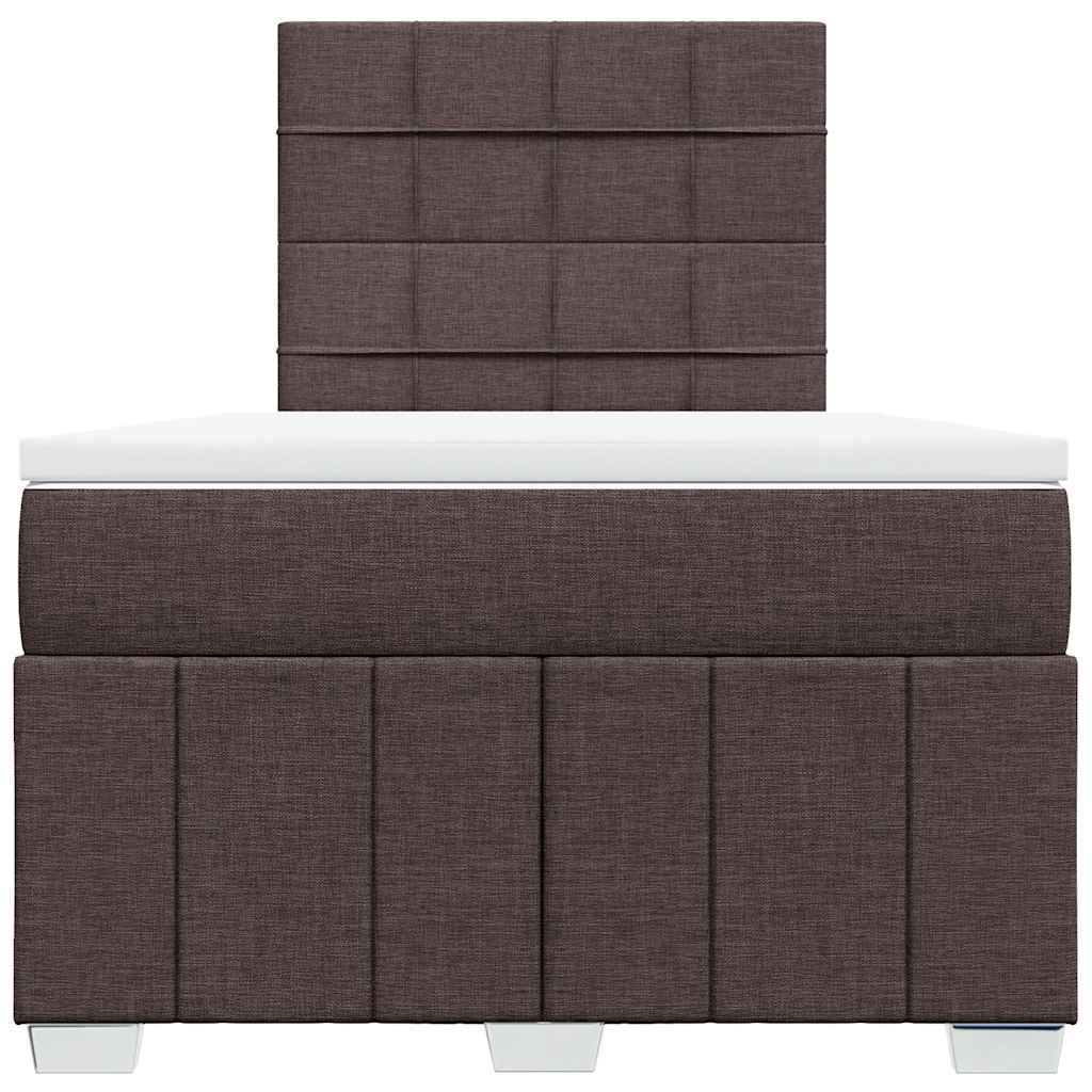 Cama boxspring com colchão 120x190 cm tecido castanho-escuro