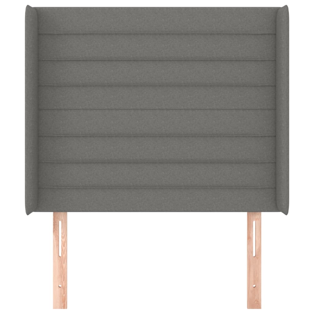 Cabeceira cama c/ abas tecido 83x16x118/128 cm cinzento-escuro