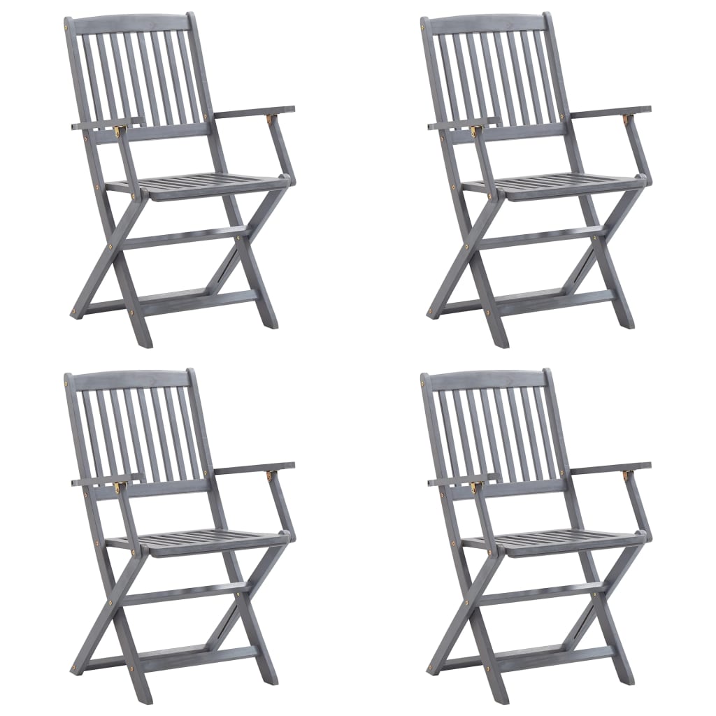 Cadeiras exterior dobráveis c/ almofadões 4 pcs acácia maciça