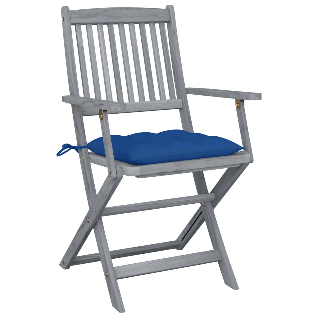 Cadeiras exterior dobráveis c/ almofadões 4 pcs acácia maciça