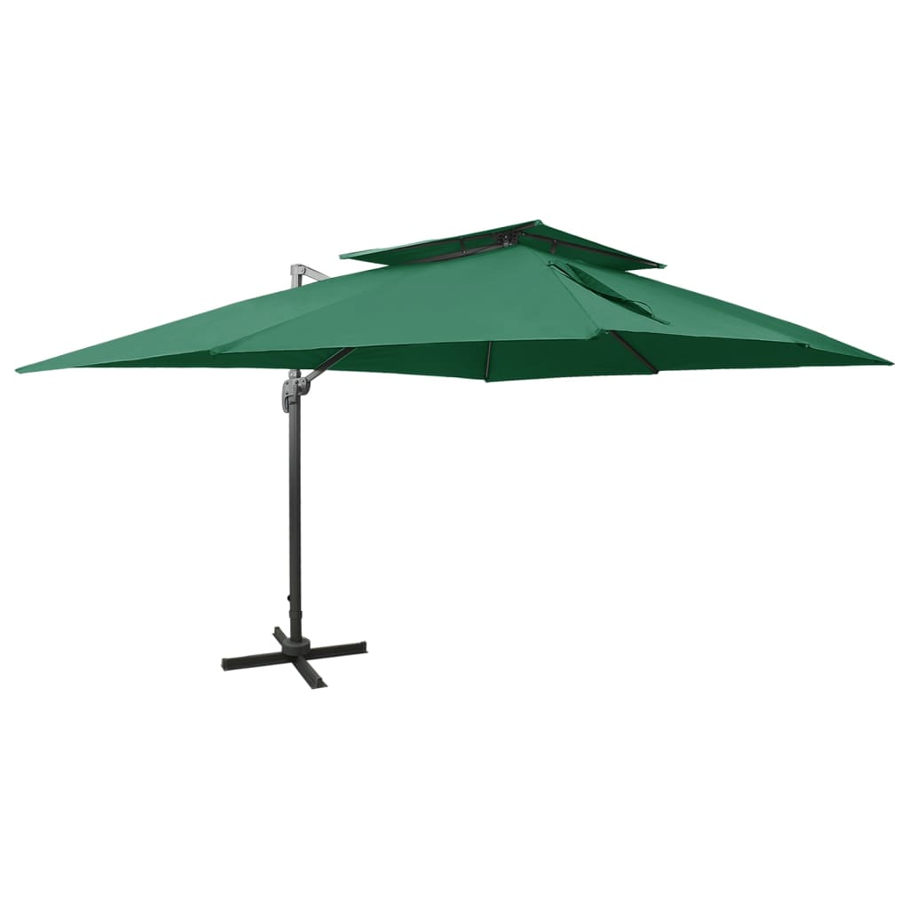 Guarda-sol de jardim cantilever toldo duplo 400x300 cm verde