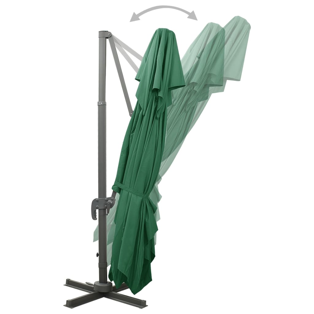 Guarda-sol de jardim cantilever toldo duplo 400x300 cm verde