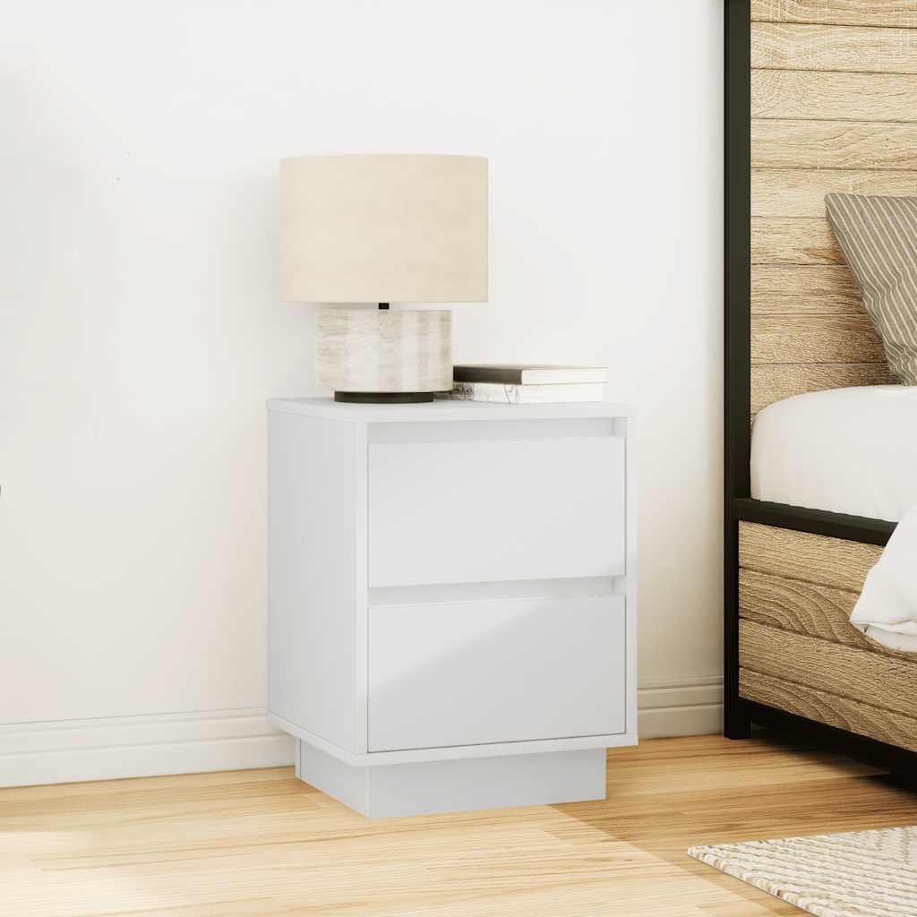 Mesas cabeceira c/ luzes LED 2 pcs 38x34x50 cm branco