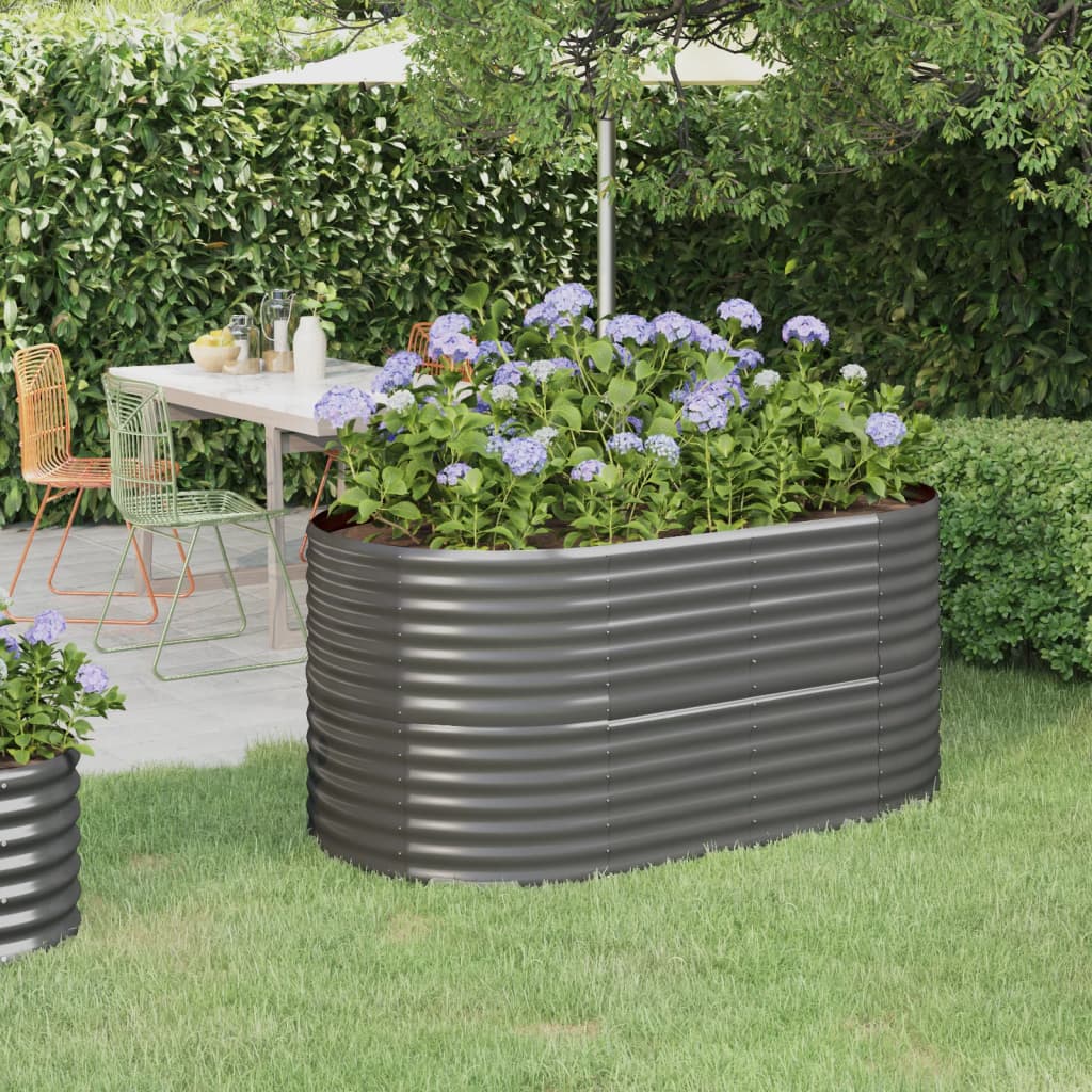 Canteiro elevado jardim 152x80x68cm aço galvanizado cinzento
