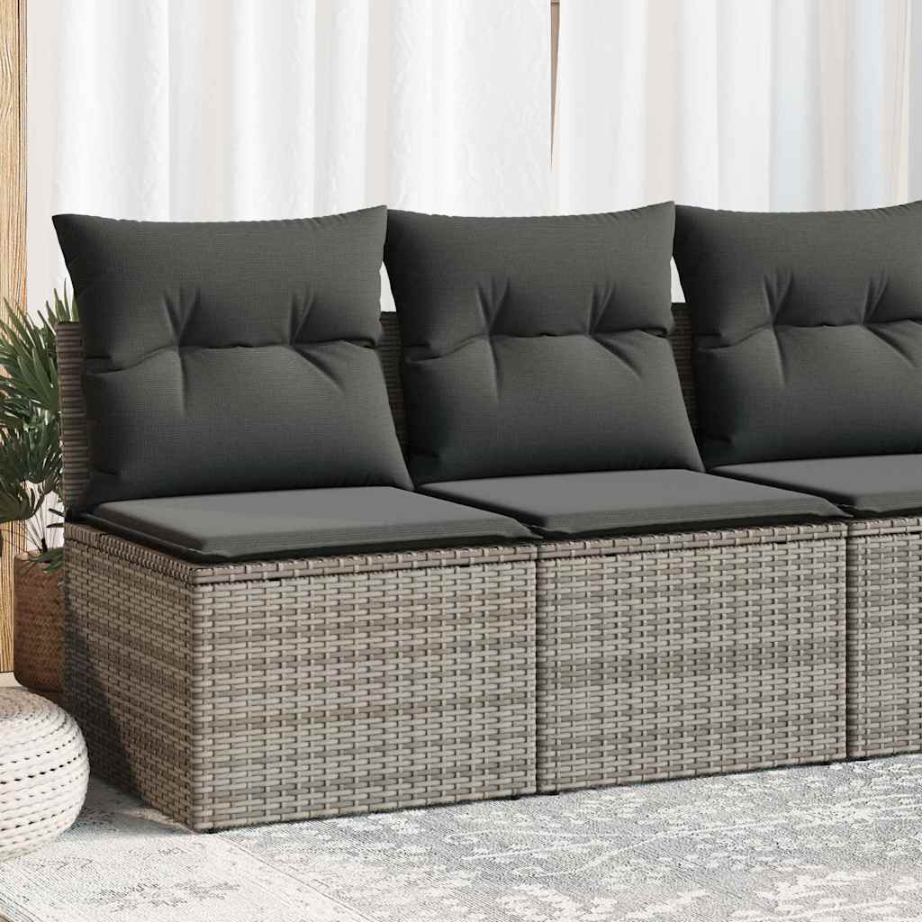 2 Pcs conjunto sofás jardim almofadões vime PE/acácia cinzento