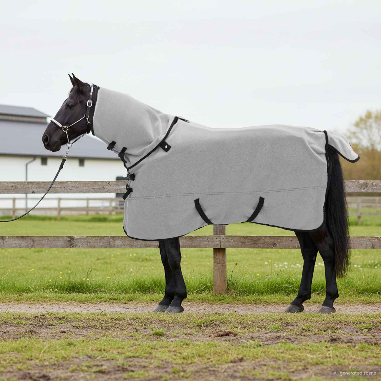 Cobertor de cavalo cinza claro total e rosa 155 cm poliéster