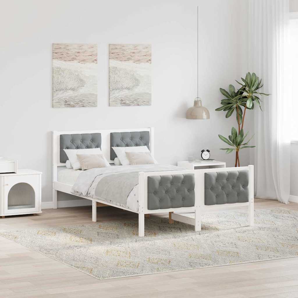 Estrutura da cama com cabeceira cinzento-claro 120 x 190 cm