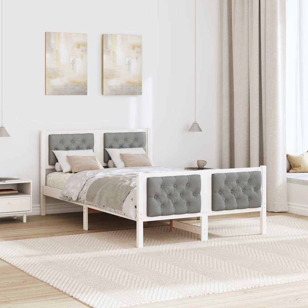 Estrutura da cama com cabeceira cinzento-claro 120 x 190 cm