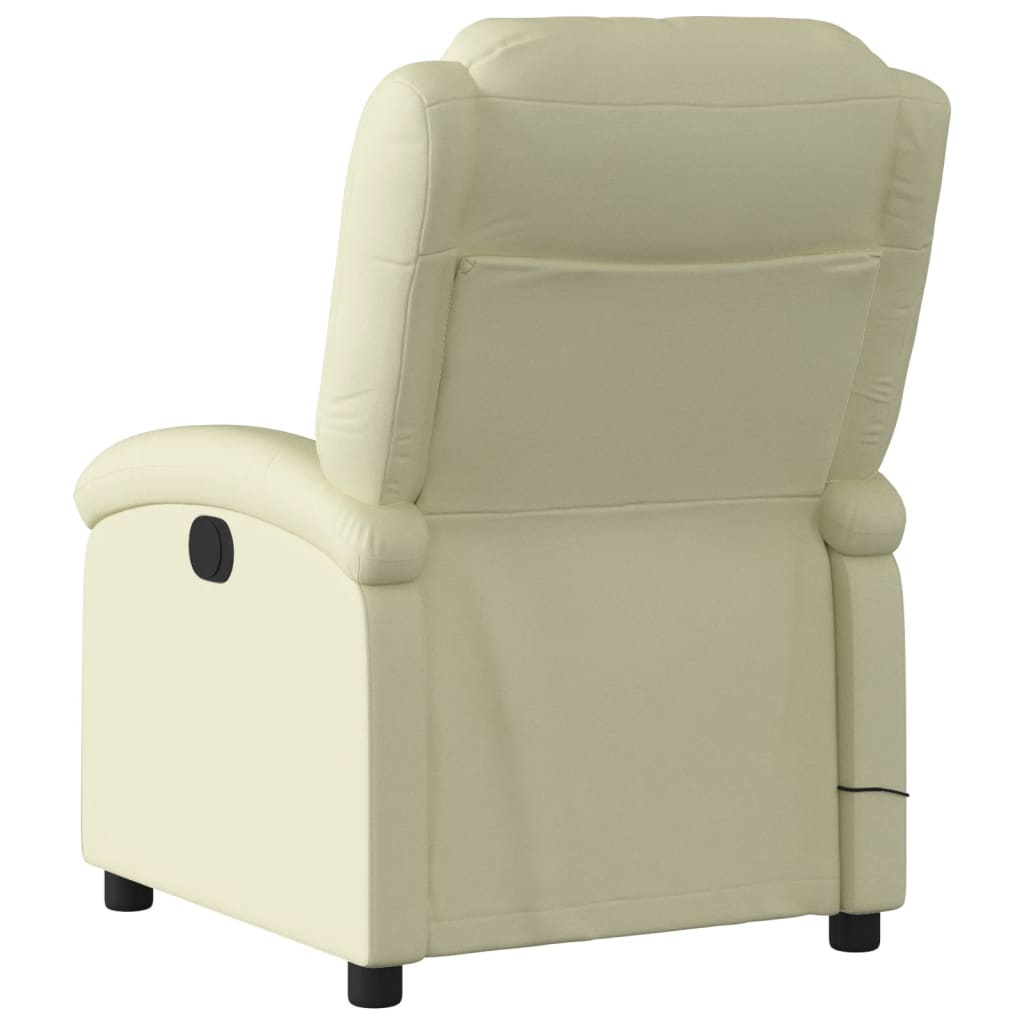 Poltrona de massagem reclinável em couro legítimo creme