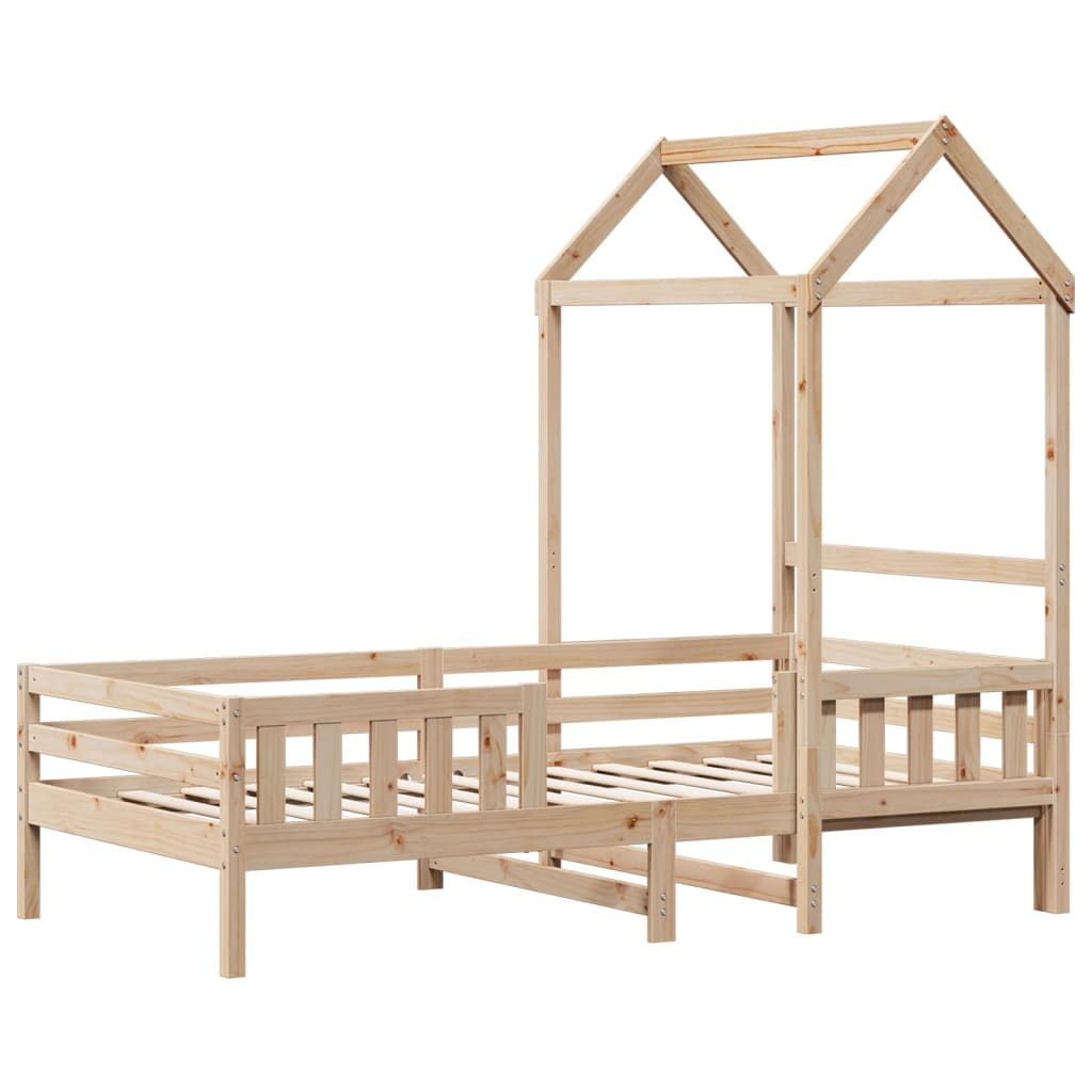 Estrutura de cama com telhado 100x200 cm pinho maciço