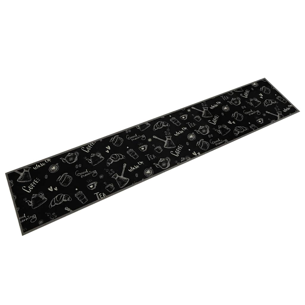 Tapete de cozinha lavável 60x300 cm veludo padrão morning preto