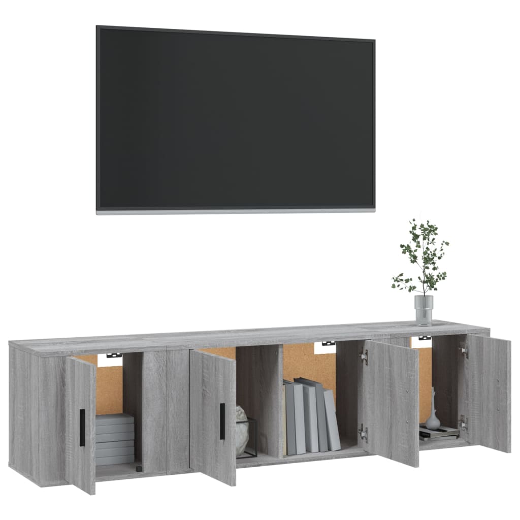 Conjunto móveis de TV 3 pcs madeira processada sonoma cinza
