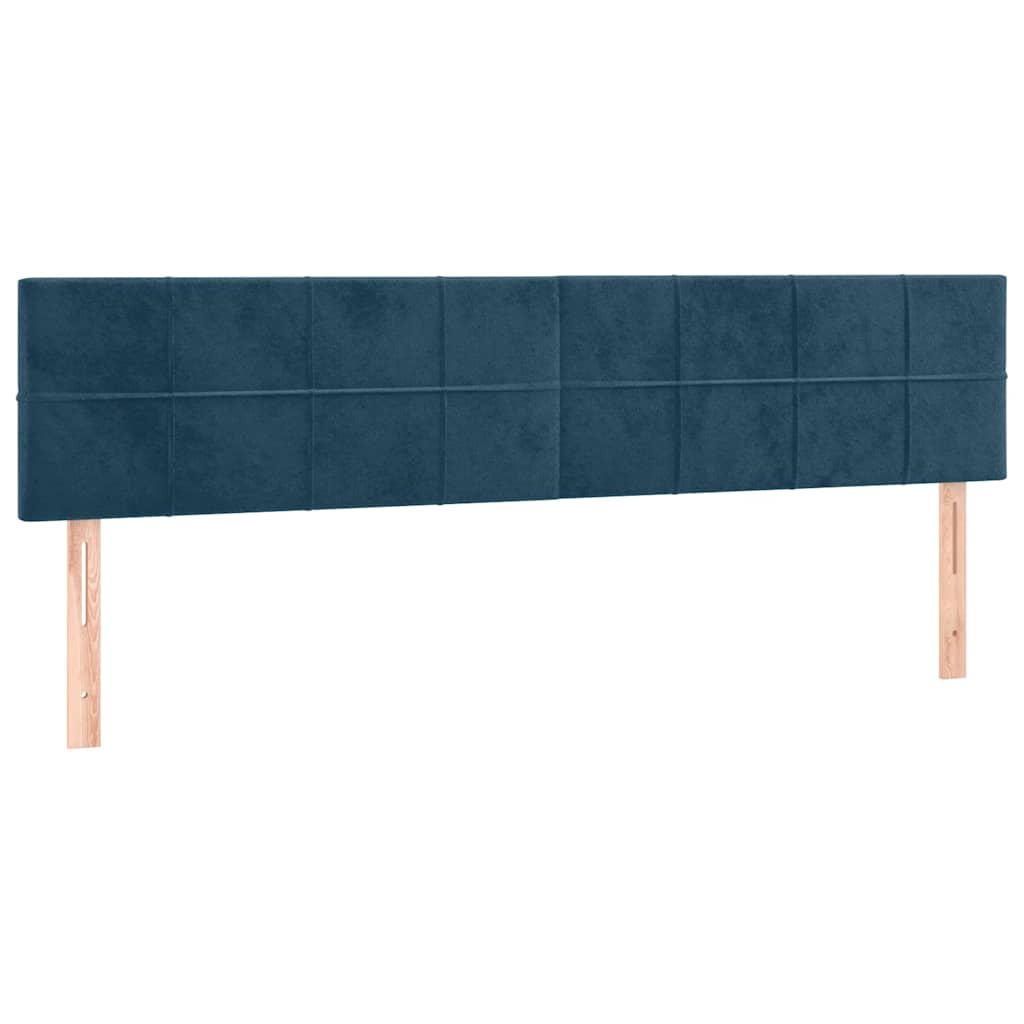 Cabeceira de cama c/ luzes LED veludo 180x5x78/88cm azul-escuro
